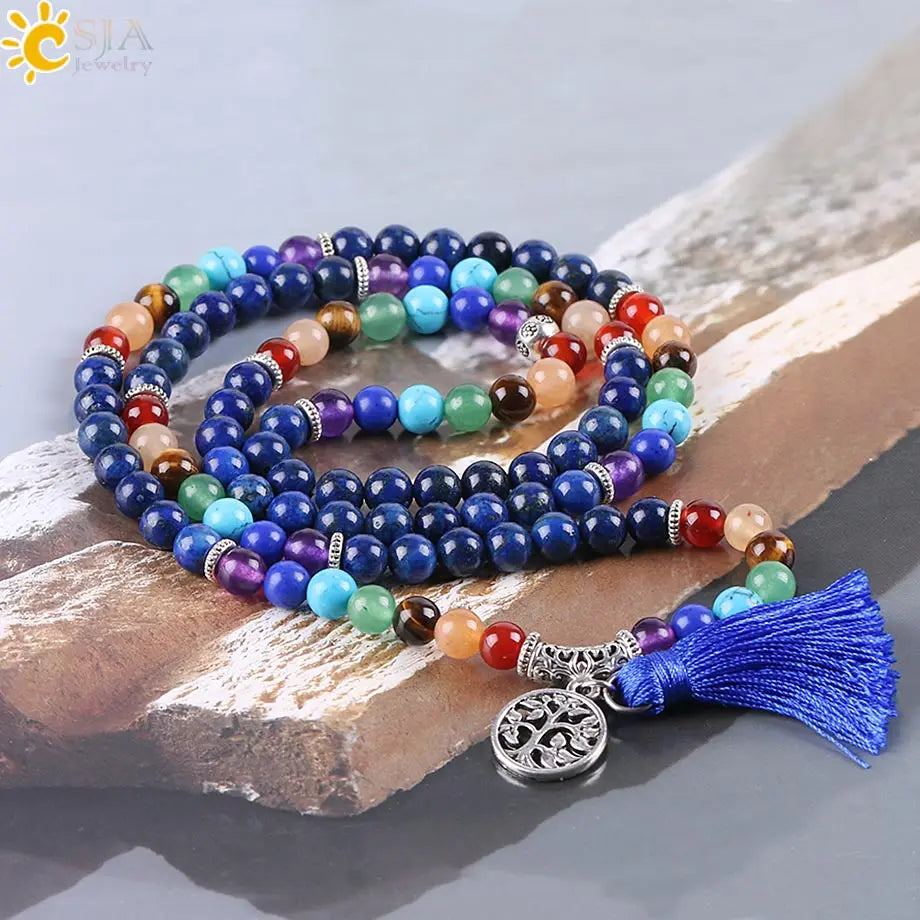 Semi-precious Stone Bracelet | 7 Chakra, Lapis Lazuli