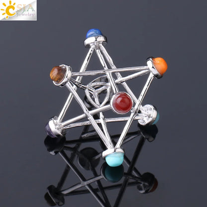 Natural Stone Reiki Pendants | Merkaba Chakras Necklace