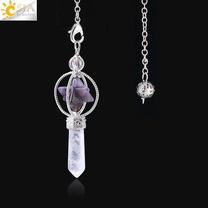 Quartz Dowsing Pendulum | Rotatable Merkaba Crystal
