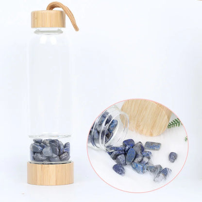 Crystal Quartz Water Bottle | Gemstone Glass Elixir