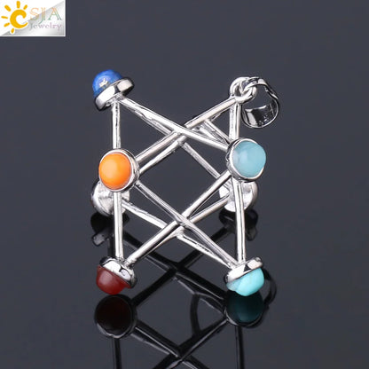 Natural Stone Reiki Pendants | Merkaba Chakras Necklace