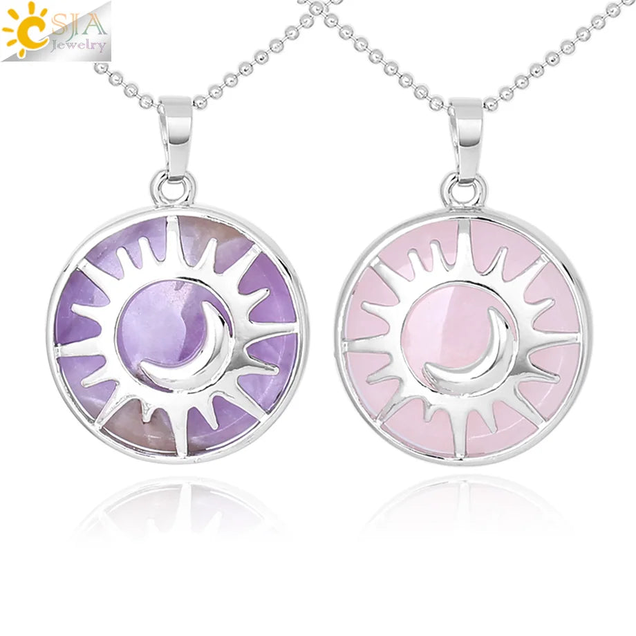 Crystal Quartz Bead Necklace | Purple & White
