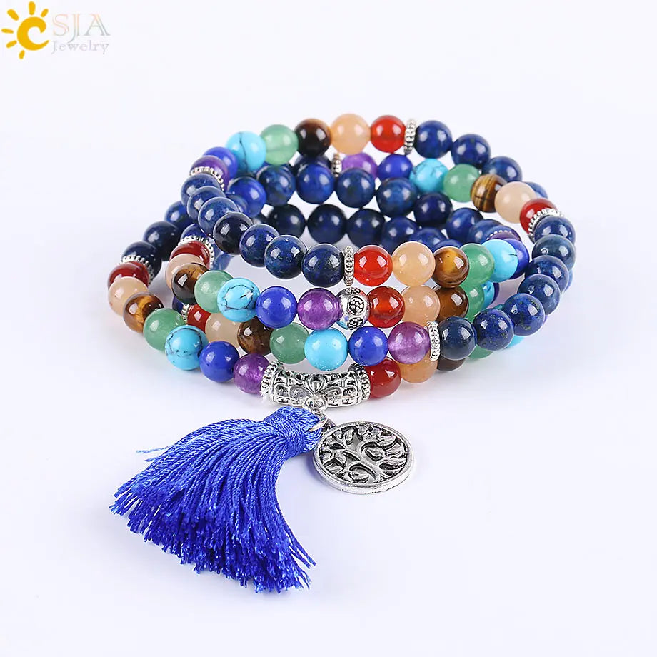 Semi-precious Stone Bracelet | 7 Chakra, Lapis Lazuli