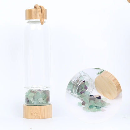 Crystal Quartz Water Bottle | Gemstone Glass Elixir