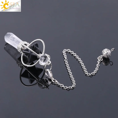 Quartz Dowsing Pendulum | Rotatable Merkaba Crystal