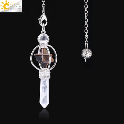 Quartz Dowsing Pendulum | Rotatable Merkaba Crystal