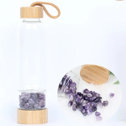 Crystal Quartz Water Bottle | Gemstone Glass Elixir