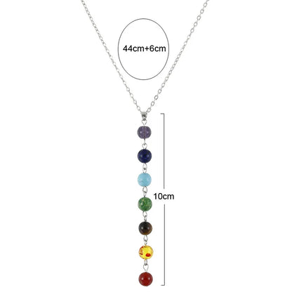 Natural Stone Pendant Necklace | 7 Chakra Beads