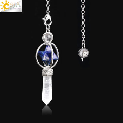 Quartz Dowsing Pendulum | Rotatable Merkaba Crystal