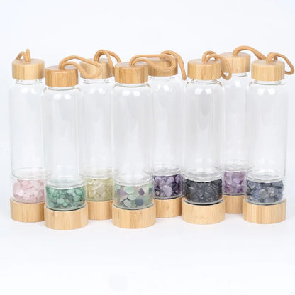 Crystal Quartz Water Bottle | Gemstone Glass Elixir