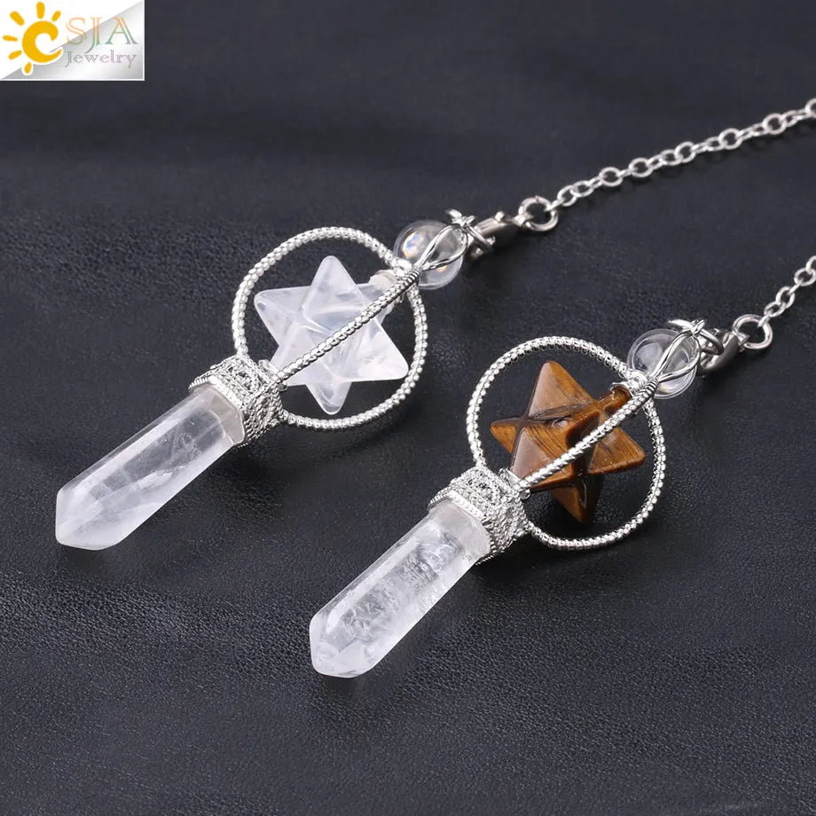 Quartz Dowsing Pendulum | Rotatable Merkaba Crystal