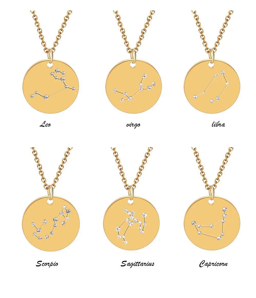 Stainless Steel Horoscope Necklace Set | Leo, Libra, Aries