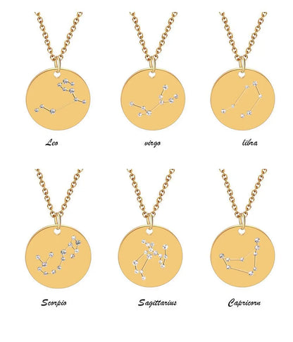 Stainless Steel Horoscope Necklace Set | Leo, Libra, Aries