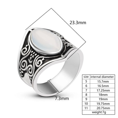 Silver Big Stone Ring | Vintage, Bohemian Jewelry