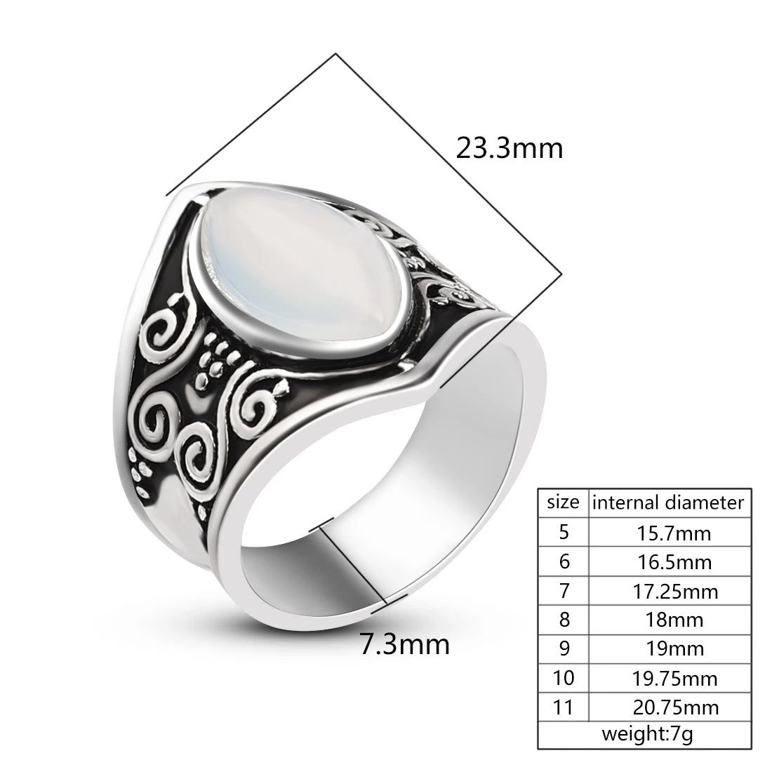 Silver Big Stone Ring | Vintage, Bohemian Jewelry