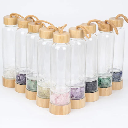 Crystal Quartz Water Bottle | Gemstone Glass Elixir