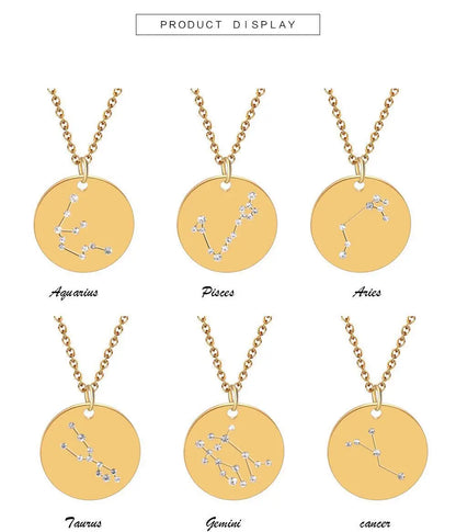 Stainless Steel Horoscope Necklace Set | Leo, Libra, Aries