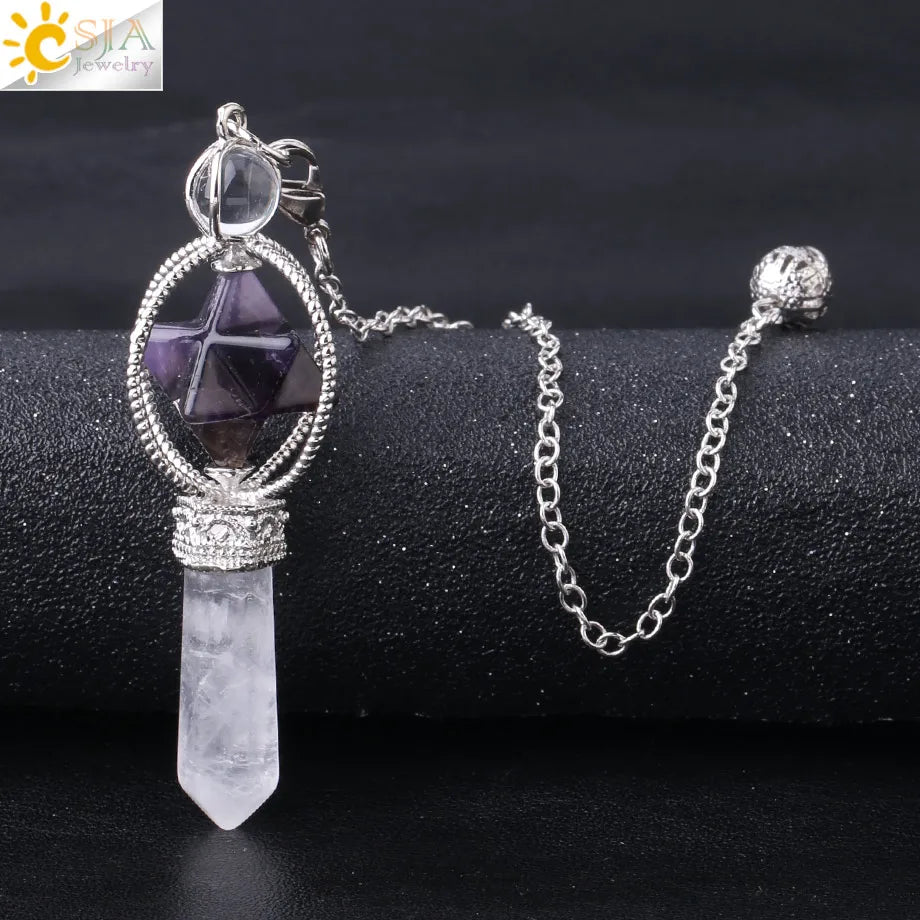 Quartz Dowsing Pendulum | Rotatable Merkaba Crystal