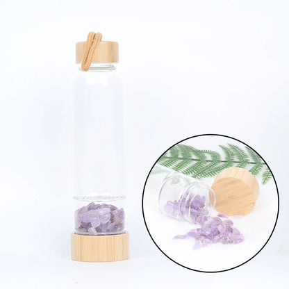 Crystal Quartz Water Bottle | Gemstone Glass Elixir