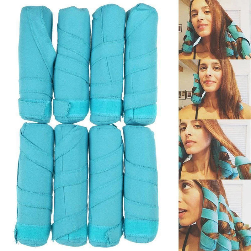 Foam Hair Rollers | 8pcs, Blue, Cotton