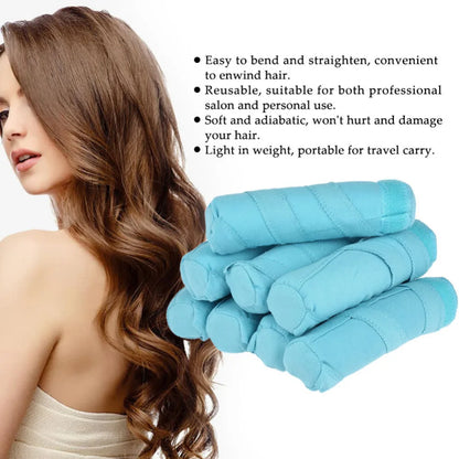 Foam Hair Rollers | 8pcs, Blue, Cotton
