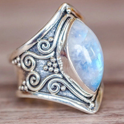 Silver Big Stone Ring | Vintage, Bohemian Jewelry