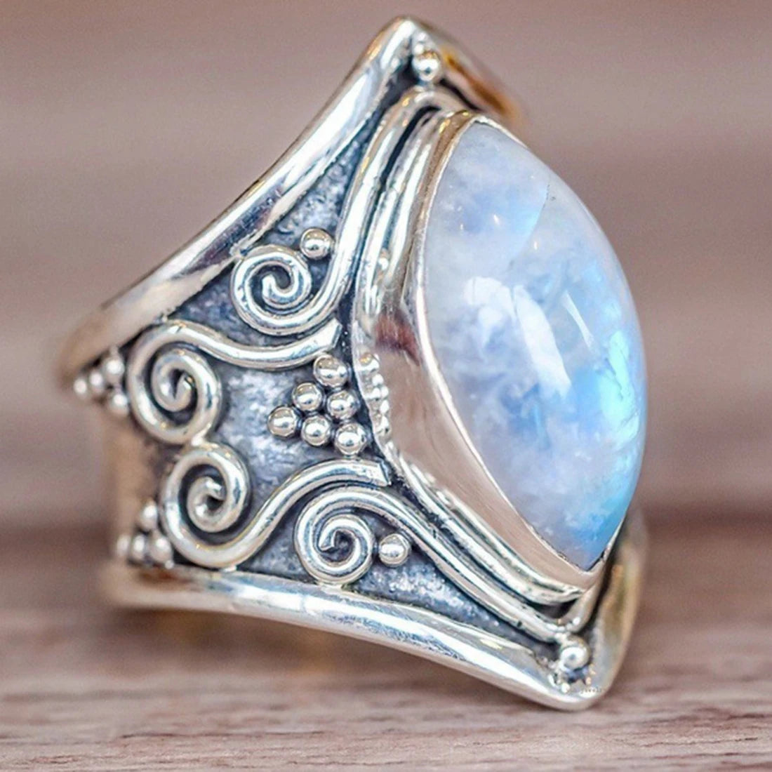 Silver Big Stone Ring | Vintage, Bohemian Jewelry