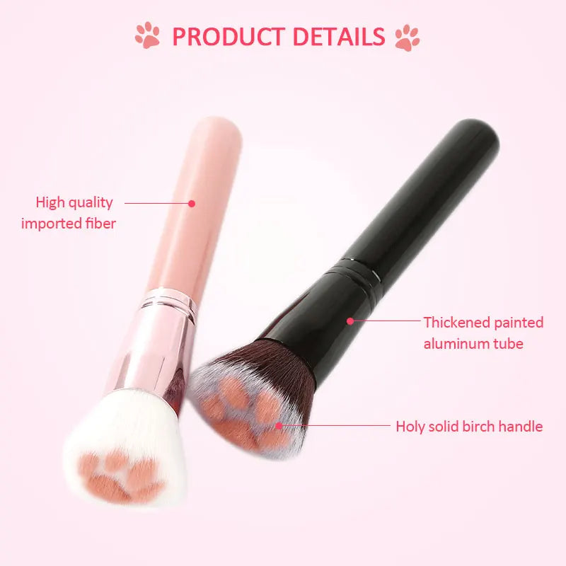 Makeup Brush | Soft Cat Paw Design, Black/Pink