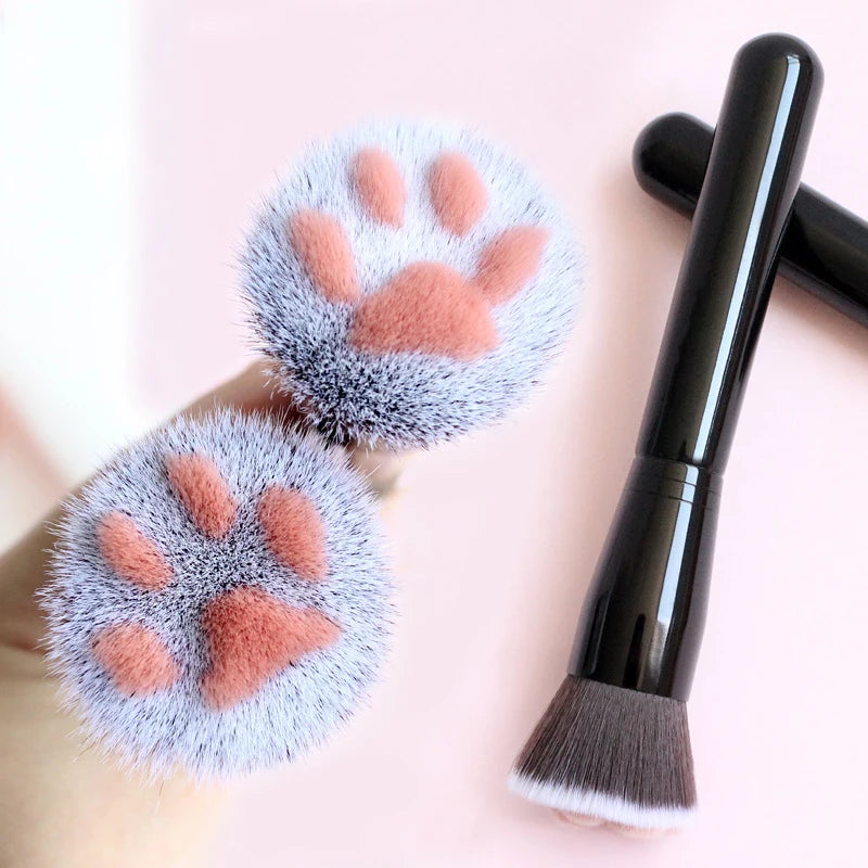 Makeup Brush | Soft Cat Paw Design, Black/Pink