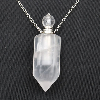 Natural Stone Perfume Bottle Necklace | Fluorite Pendant