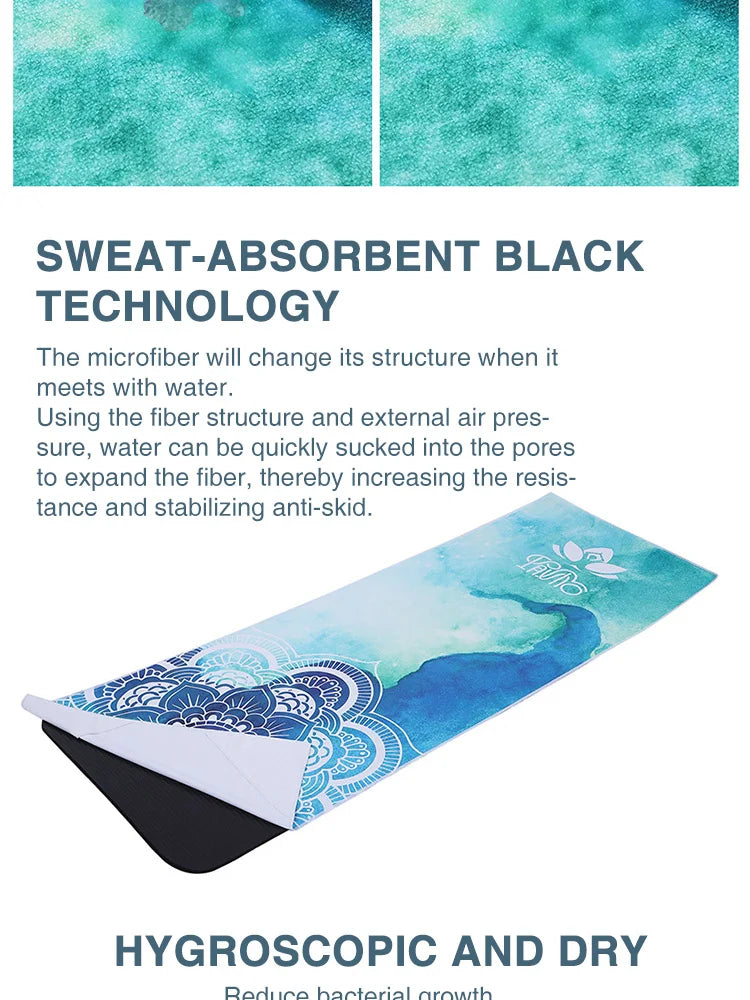 Microfiber Yoga Towel | 183x63cm, Non-Slip, Printed
