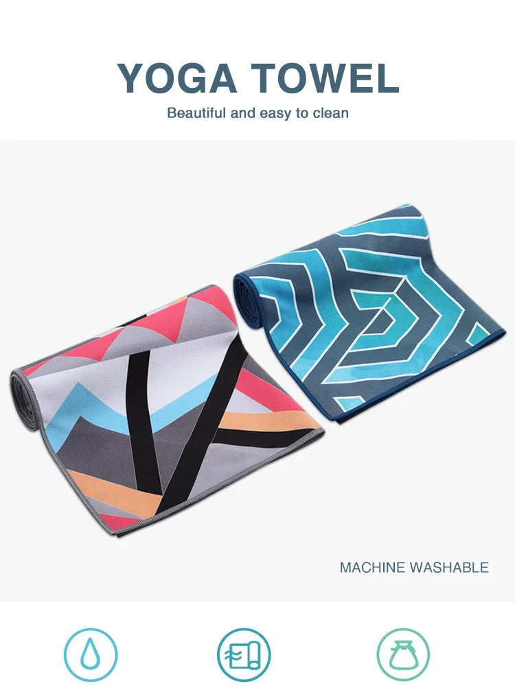 Microfiber Yoga Towel | 183x63cm, Non-Slip, Printed
