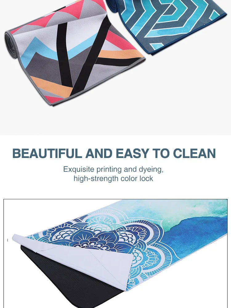 Microfiber Yoga Towel | 183x63cm, Non-Slip, Printed