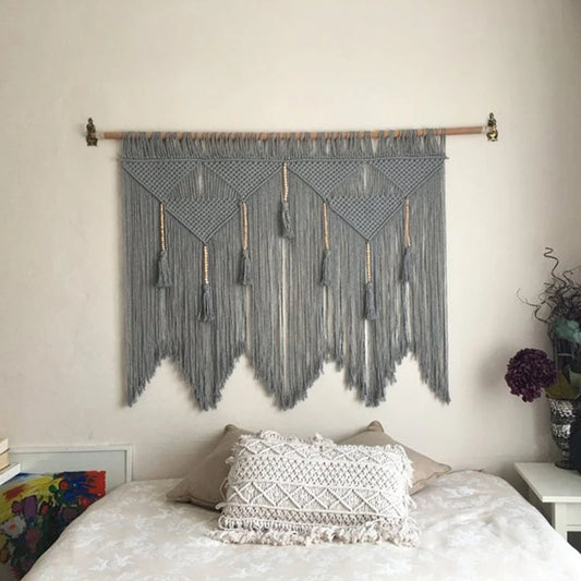 Cotton Macrame Wall Hanging | Gray, 100x120cm