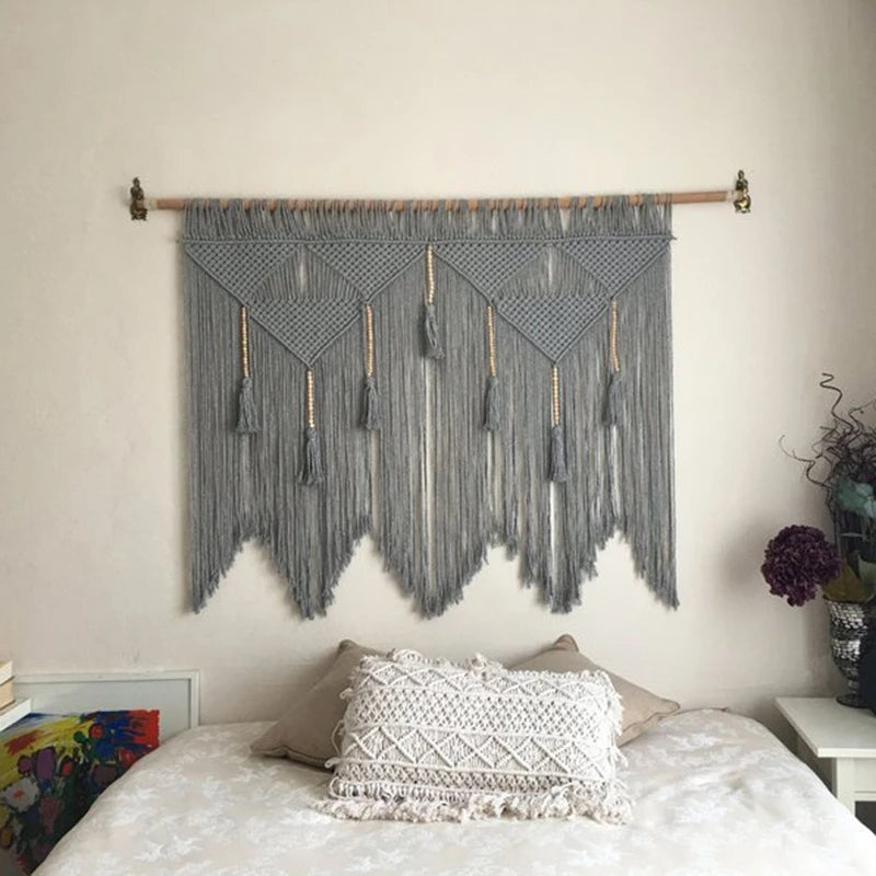 Cotton Macrame Wall Hanging | Gray, 100x120cm