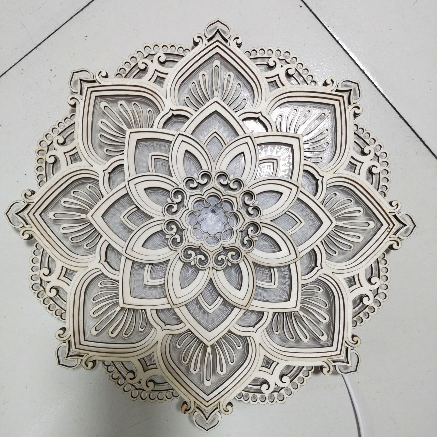 Wooden Mandala Night Light | 30cm, USB Powered