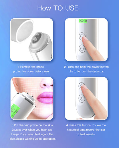 Digital Skin Moisture Tester | Analyzer with Fluorescent Pen