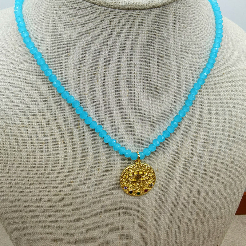 Pearl Necklace | Devil's Eye Inlaid Zircon