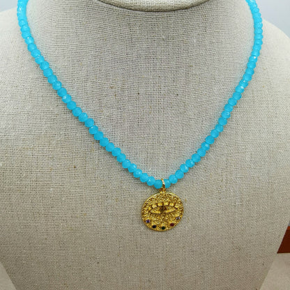 Pearl Necklace | Devil's Eye Inlaid Zircon