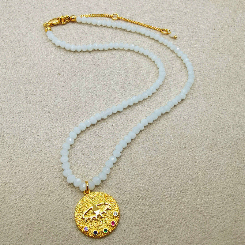 Pearl Necklace | Devil's Eye Inlaid Zircon