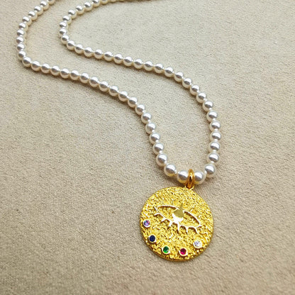 Pearl Necklace | Devil's Eye Inlaid Zircon