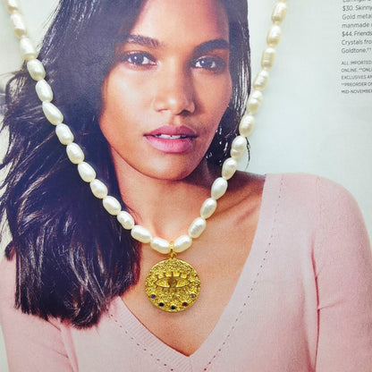 Pearl Necklace | Devil's Eye Inlaid Zircon