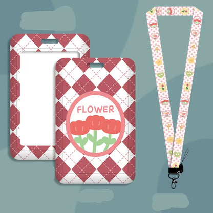 Kawaii ID Card Holder — Illustrated Badge Sleeve, Lanyard or Keychain