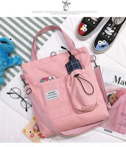 Canvas Backpack | Black, White, Yellow, Pink