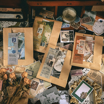 Vintage Journaling Ephemera Sticker Pack — 200 Sheets, 4 Themed Sets
