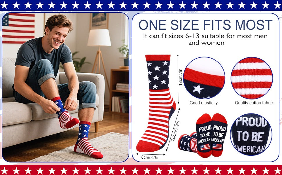 American Flag Socks | 2 Pairs, Crew Style