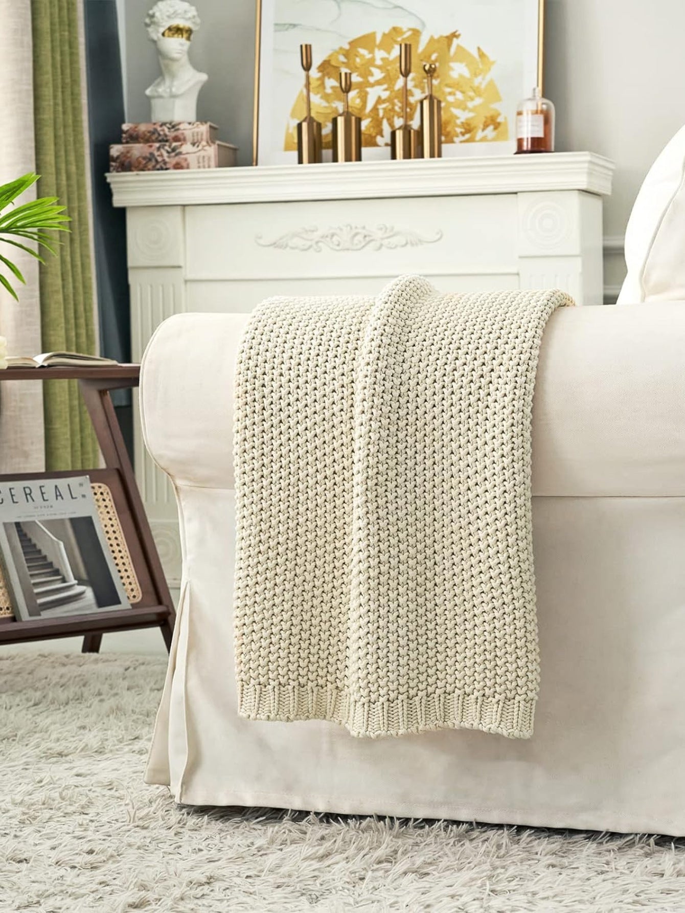 Acrylic Knitted Blanket | Geometric Pattern, 130X160CM