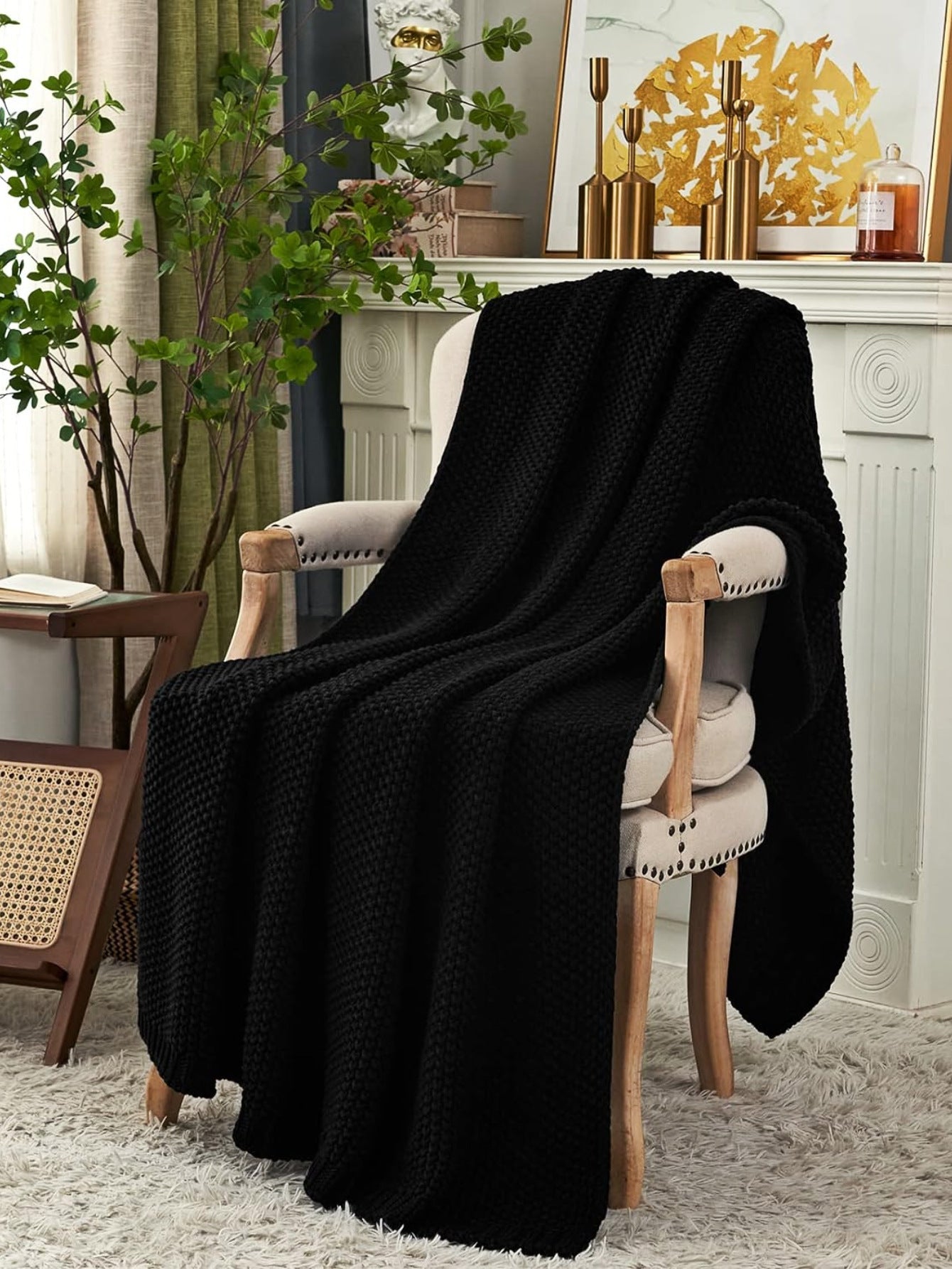 Acrylic Knitted Blanket | Geometric Pattern, 130X160CM