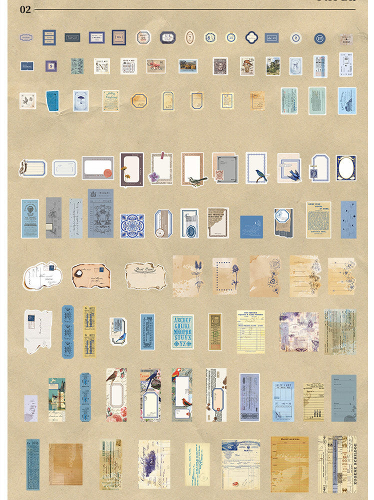 Vintage Journaling Ephemera Sticker Pack — 200 Sheets, 4 Themed Sets