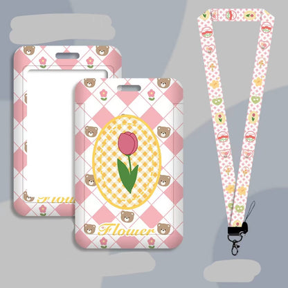 Kawaii ID Card Holder — Illustrated Badge Sleeve, Lanyard or Keychain